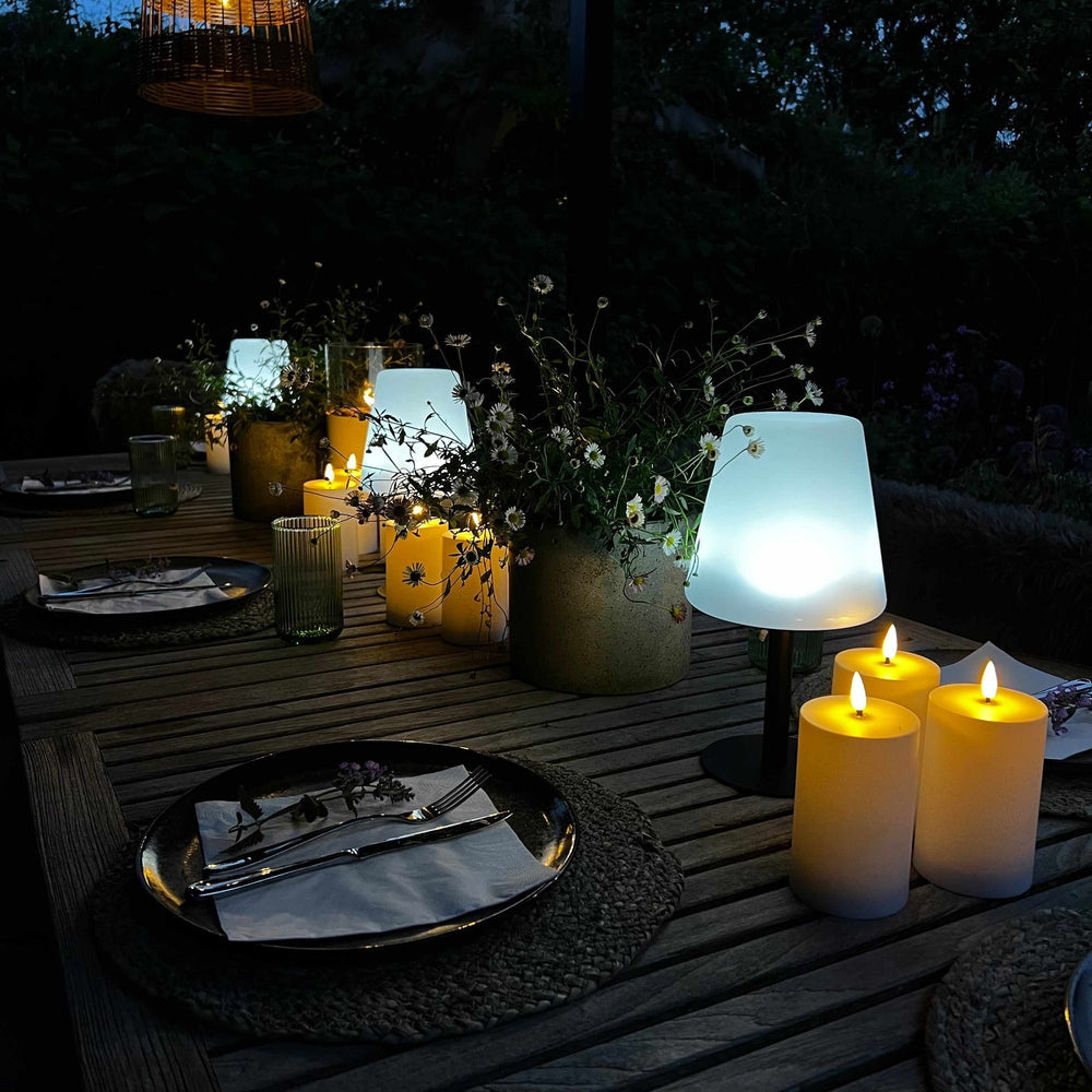 x3 Solar Table Lamps x6 LED Outdoor Candles Pack