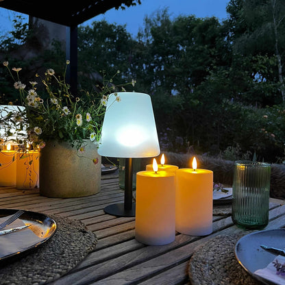 x3 Solar Table Lamps x6 LED Outdoor Candles Pack