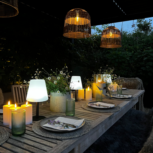 x3 Solar Table Lamps x6 LED Outdoor Candles Pack