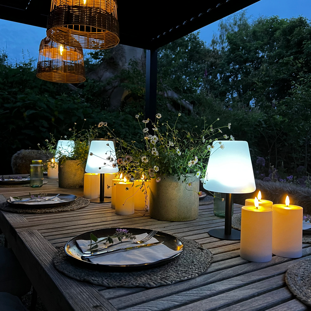 x3 Solar Table Lamps x6 LED Outdoor Candles Pack