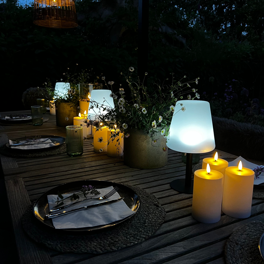 x3 Solar Table Lamps x6 LED Outdoor Candles Pack